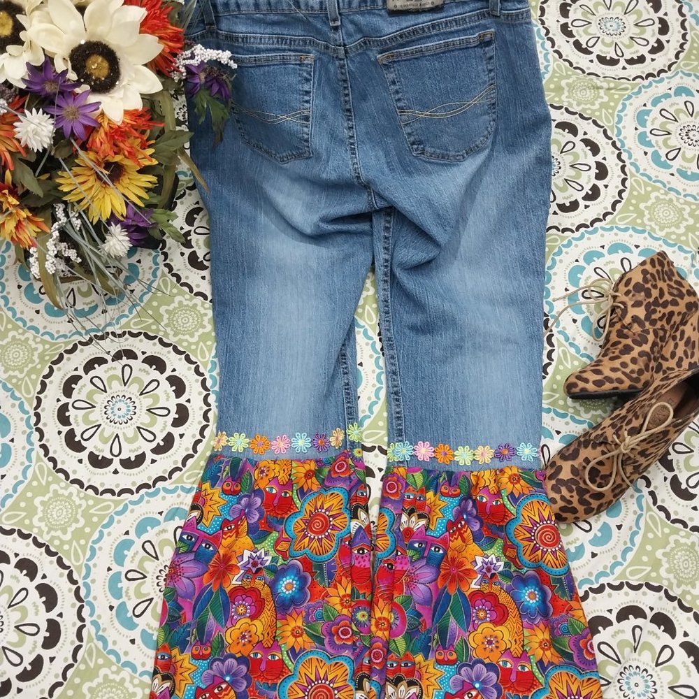 1018 Size 13/14 Wrangler 20X Style Upcycled Stretch Bell-Bottoms - Picture 4 of 7